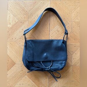 Vintage Miu Miu Leather Shoulder Bag with Gunmetal Hardware and Leather Bow Tie